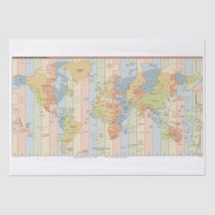 Global Map of Time Zones Tissue Paper