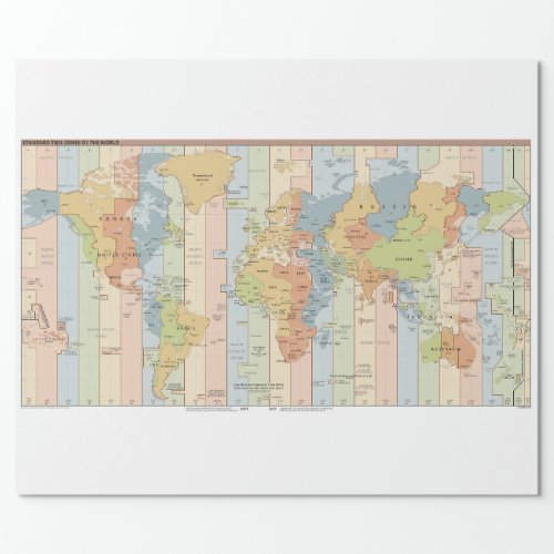 Global Map of Time Zones Wrapping Paper