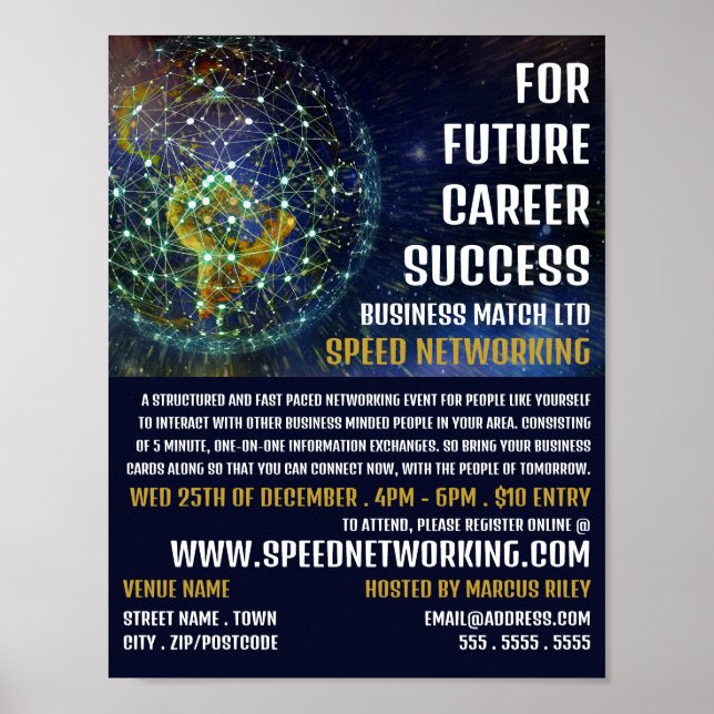 Global Networking, Speed Networking Event Advert Poster (Front)