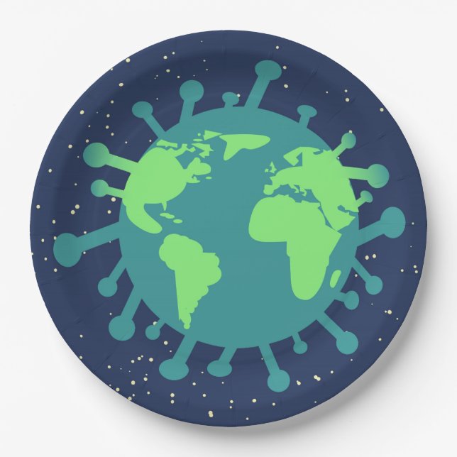 Global Pandemic (Virus Particle) (Viral Infection) Paper Plates (Front)