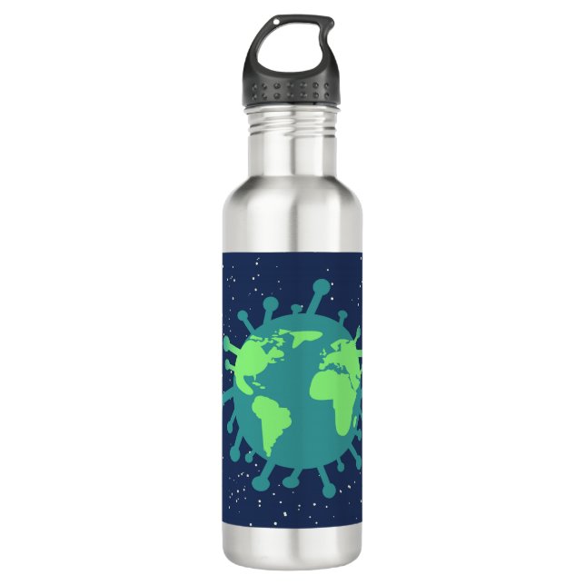 Global Pandemic (Virus Particle) (Viral Infection) Stainless Steel Water Bottle (Front)