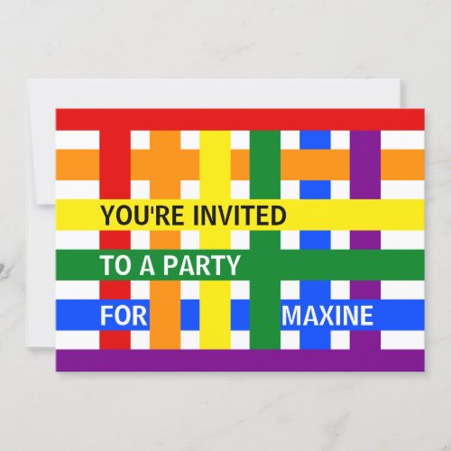 Global Peace Hug Abstract Colorful Stripe Party Invitation
