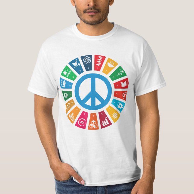 Global Peace Sustainability Goals Inspirational T-Shirt (Front)