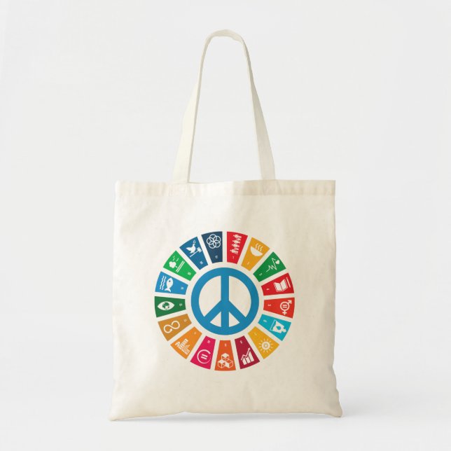 Global Peace Sustainability Goals Inspirational Tote Bag (Front)