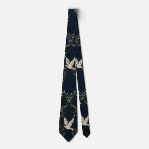 "Global Peace & Unity - Elegant Doves and Olive Br Neck Tie