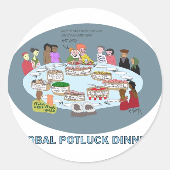 GLOBAL POTLUCK DINNER CLASSIC ROUND STICKER | Zazzle.com