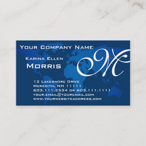 Global Professional Elegant Deep Blue World Map Business Card Templates