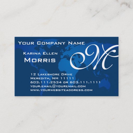Customizable Global Professional Elegant Deep Blue World Map Business Card Templates