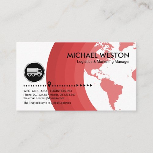 Global Red Shades Silver Truck Logistics Transport Business Card