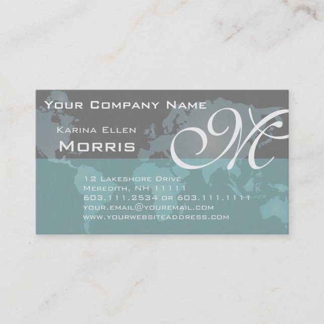 Global Sales and Marketing Elegant World Map Business Card (Front)