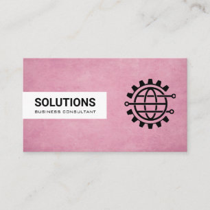 Global Tech Logo Pink Texture Background Business Card