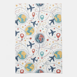 Global Travel Aviation Pattern (1) Kitchen Towel