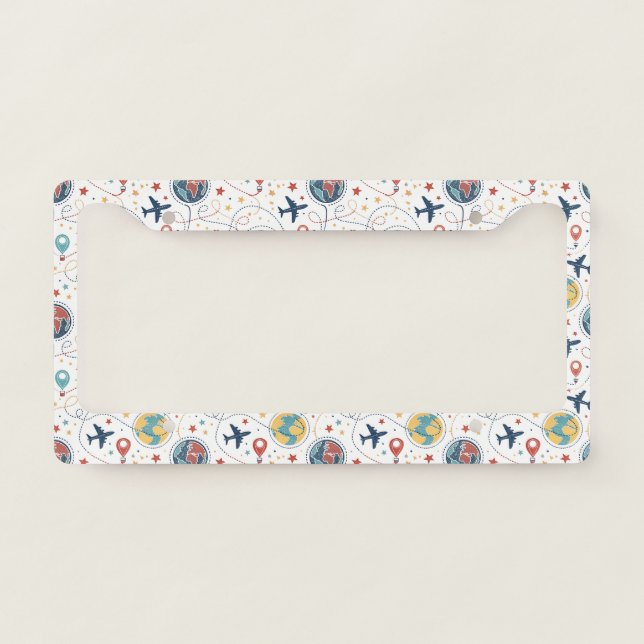 Global Travel Aviation Pattern (1) License Plate Frame (Front)