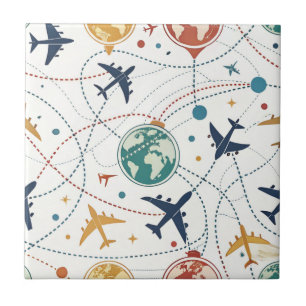 Global Travel Aviation Pattern (2) Ceramic Tile
