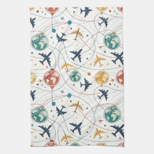 Global Travel Aviation Pattern (2) Kitchen Towel