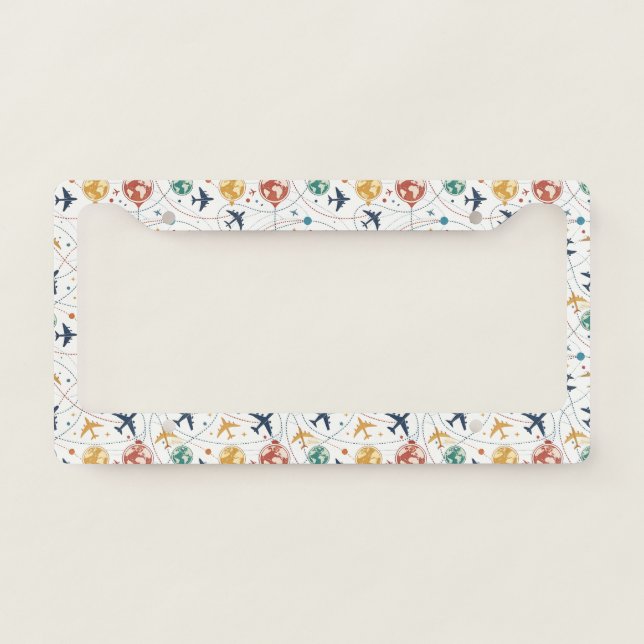Global Travel Aviation Pattern (2) License Plate Frame (Front)
