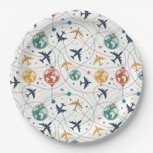 Global Travel Aviation Pattern (2) Paper Plates