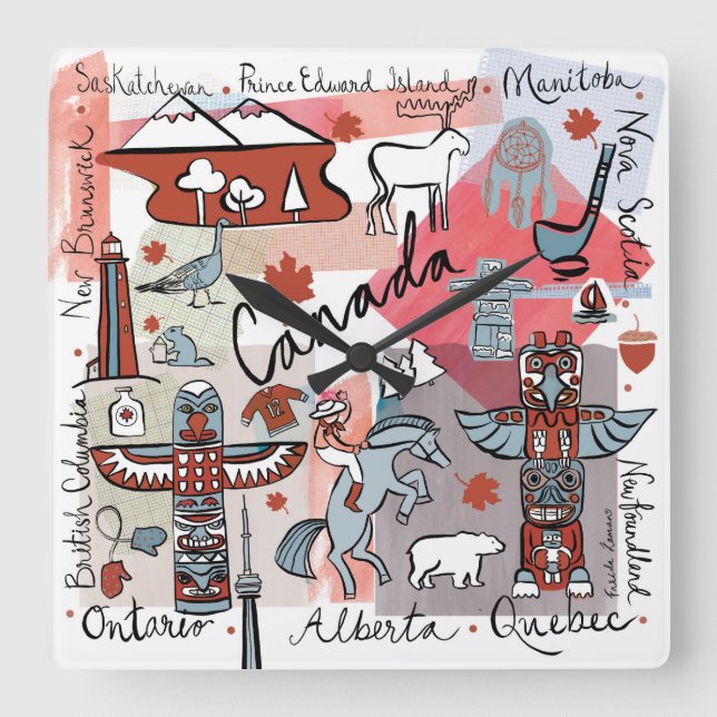 Global Travel - Canada Square Wall Clock (Front)