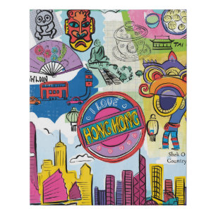 Global Travel - Hong Kong Faux Canvas Print