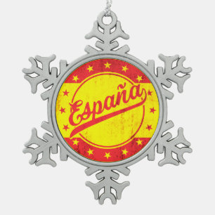 Global Traveler - España Spain Sticker Snowflake Pewter Christmas Ornament