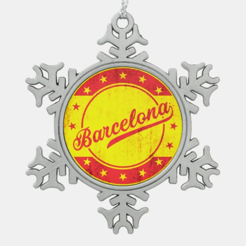 Global Traveller _ Barcelona Spain Snowflake Pewter Christmas Ornament