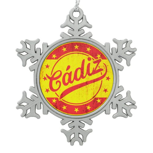 Global Traveller - Cadiz, Spain Snowflake Pewter Christmas Ornament