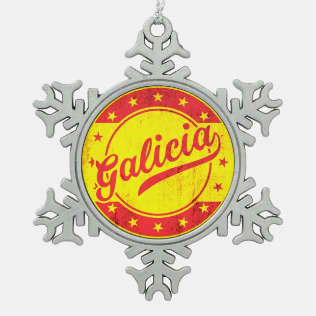 Global Traveller - Galicia, Spain Snowflake Pewter Christmas Ornament (Front)