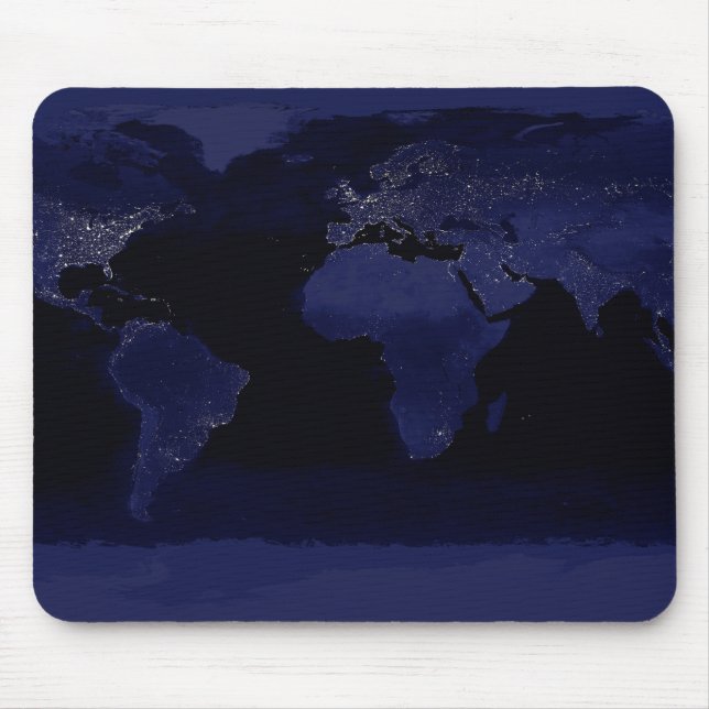 Global View of Earth's City Lights Mouse Pad (Front)