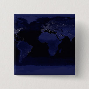 Global View of Earth's City Lights Pinback Button