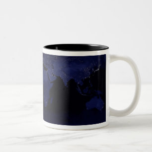 Global View of Earth's City Lights Two-Tone Coffee Mug
