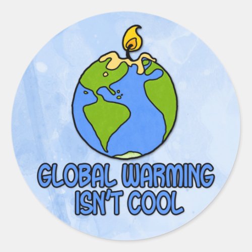 global warming classic round sticker