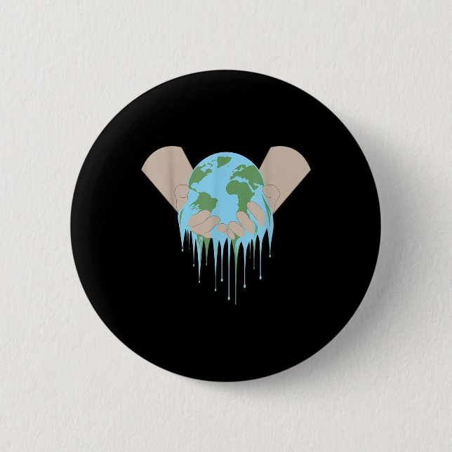 Global Warming Climate Change Environmental Protec Button (Front)
