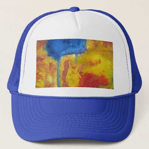 Global Warming climate change orange blue abstract Trucker Hat