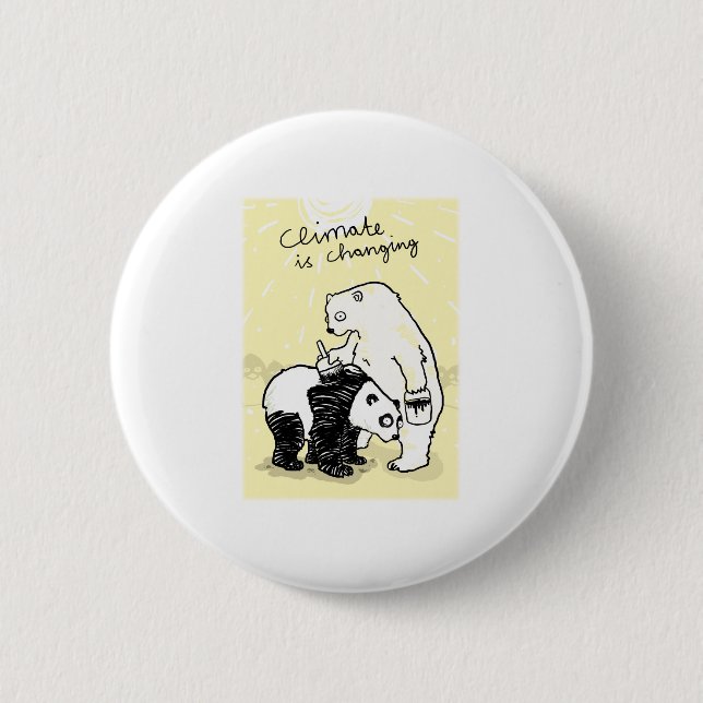 Global warming climate is changing bears button (Front)