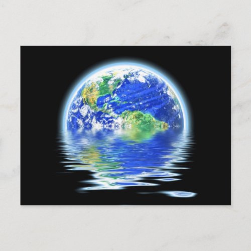 Global Warming Flooded Earth Illustration Postcard