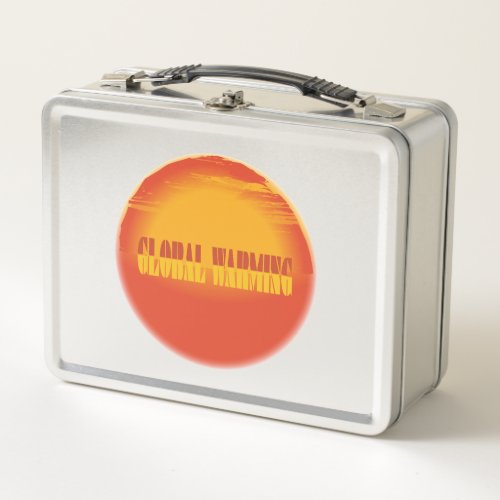 Global Warming Orange Sunset Metal Lunch Box