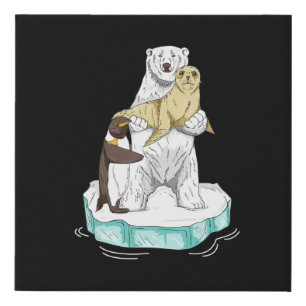 Global Warming Polar Bear Climate Change Awareness Faux Canvas Print