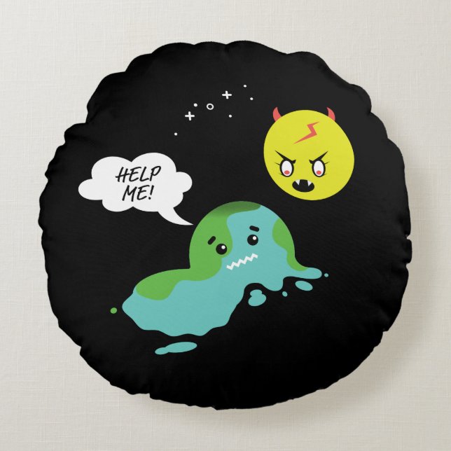 Global Warming Round Pillow (Front)