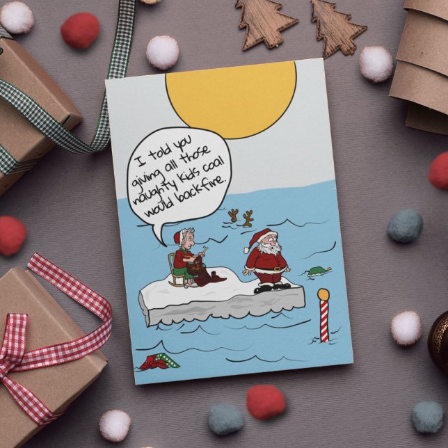 Global Warming Santas Climate Change Christmas Holiday Card (Creator Uploaded)