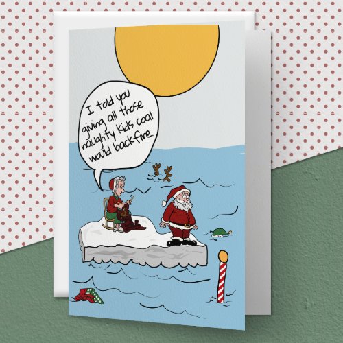 Global Warming Santas Climate Change Christmas Holiday Card