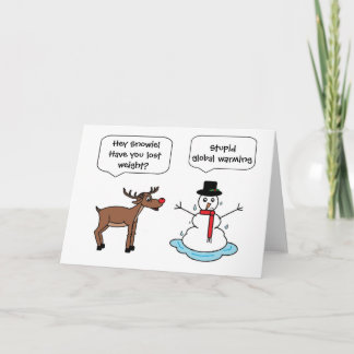 global warming snowman holiday card