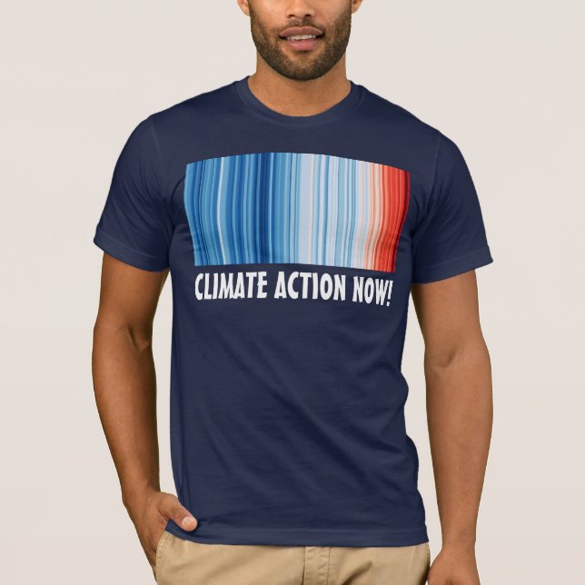 Global Warming Stripes Climate Action NOW! T-Shirt (Front)