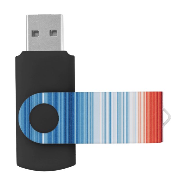 Global Warming Stripes Climate Change Crisis Earth Flash Drive (Opened)