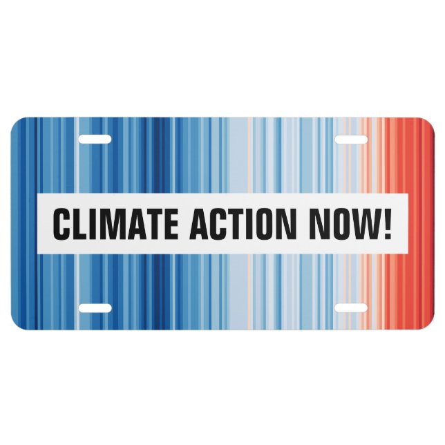 Global Warming Stripes Climate Change Sea Levels License Plate (Front)