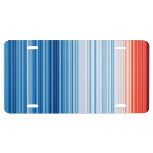 Global Warming Stripes Climate Change Temperatures License Plate (Front)