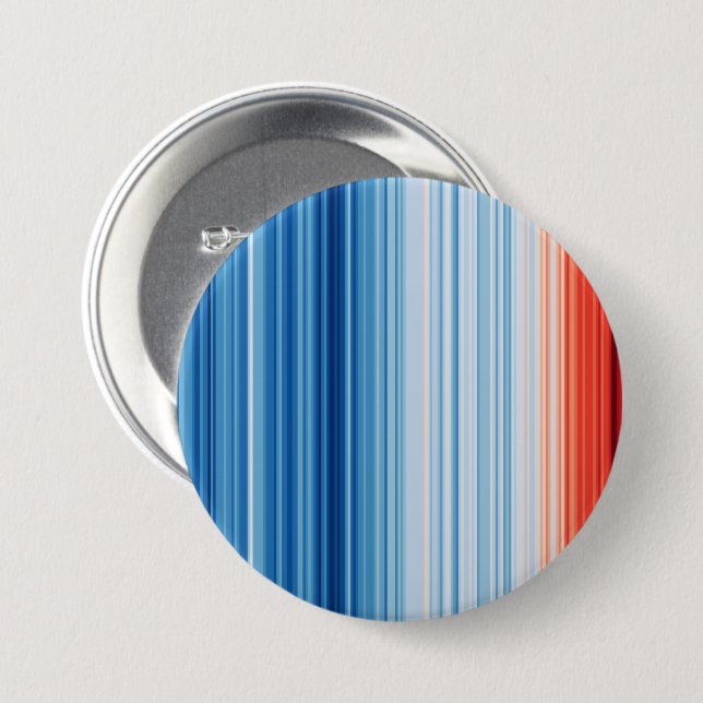 Global Warming Stripes Earth Climate Change Button (Front & Back)