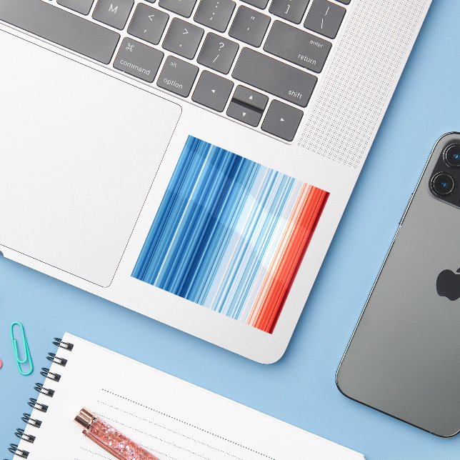 Global Warming Stripes Earth Climate Change Sticker (Laptop w/ iPhone)