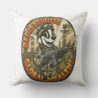 Global Wealth Badger Throw Cushion