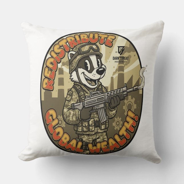 Global Wealth Badger Throw Cushion (Front)