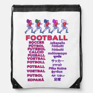 Global Women Soccer Multilingual Names Sports Fan Drawstring Bag